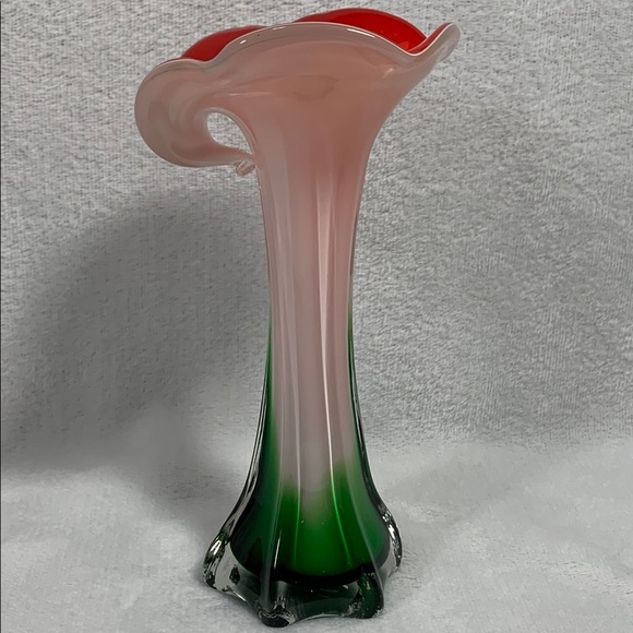 Murano Glass Flower Vase Handcrafted Jack In The Pulpit - Picture 5 of 10